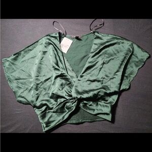 Forever 21 Satin Emerald Blouse
